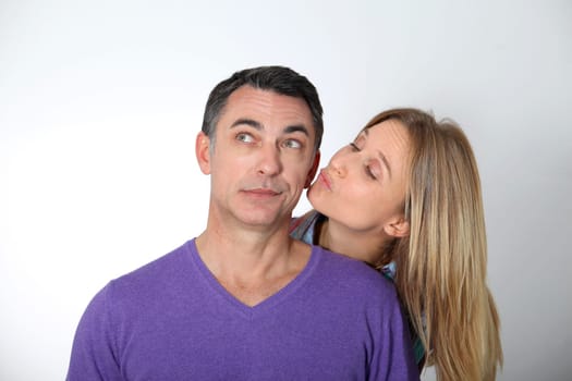In loved couple on white background