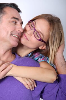 In loved couple on white background