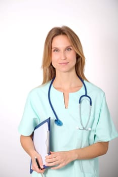 Closeup of beautiful blond nurse