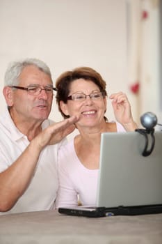 Senior couple and videocall