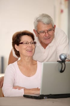 Senior couple and videocall