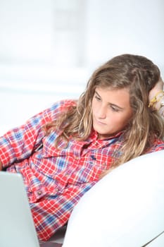 Teenagers surfing on internet
