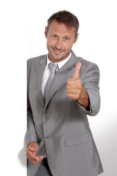 Businessman doing expressions on white background