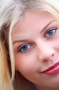 Closeup of beautiful blond woman