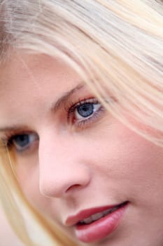 Closeup of beautiful blond woman