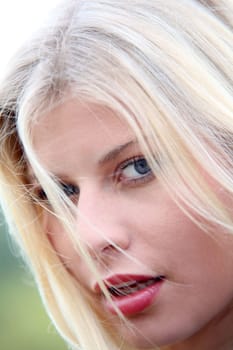 Closeup of beautiful blond woman