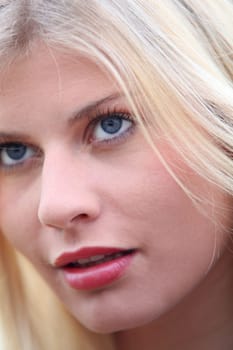 Closeup of beautiful blond woman