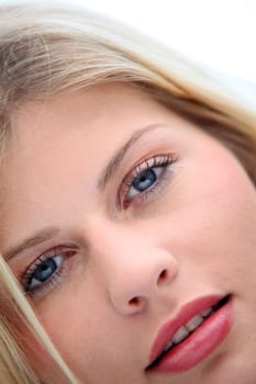 Closeup of beautiful blond woman