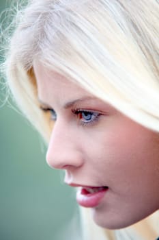 Closeup of beautiful blond woman
