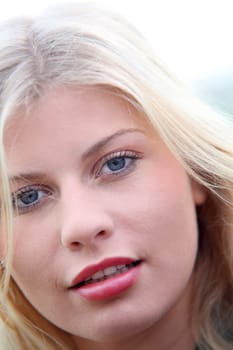 Closeup of beautiful blond woman