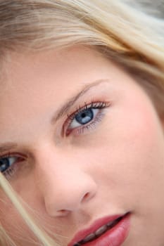 Closeup of beautiful blond woman