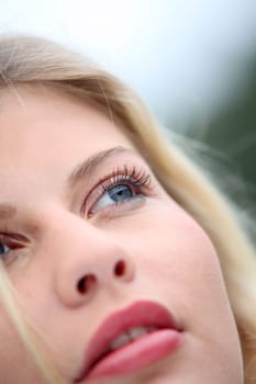 Closeup of beautiful blond woman