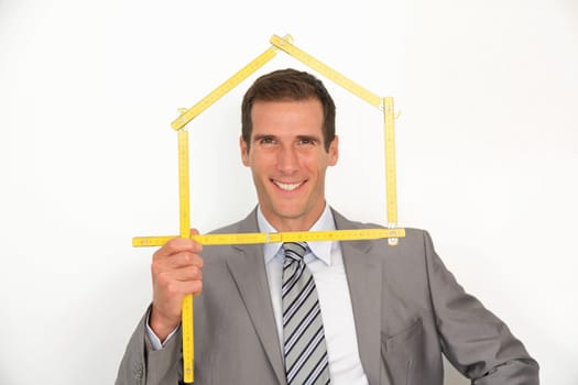 Real estate agent promoting house