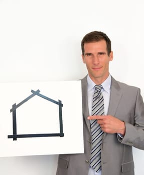 Real estate agent promoting house