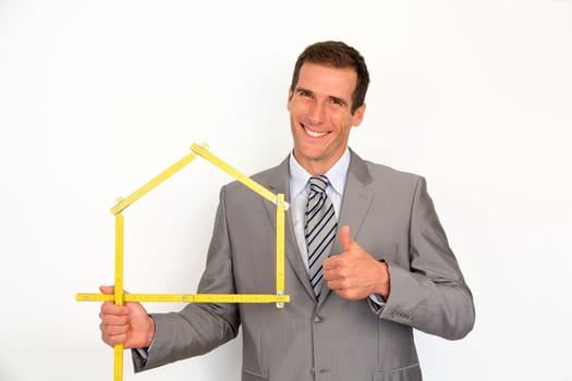 Real estate agent promoting house