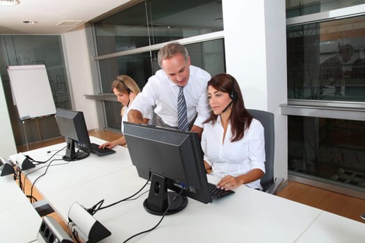 Businessman and women in business training