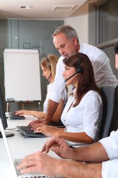 Businessman and women in business training