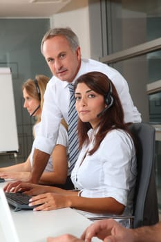 Businessman and women in business training