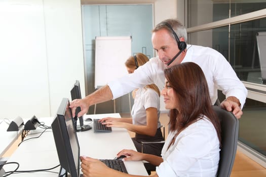 Businessman and women in business training
