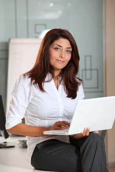 Beautiful businesswoman with laptop computer