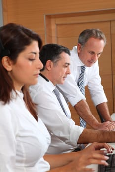 Adults in telemarketing training course