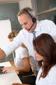 Businessman and women in business training