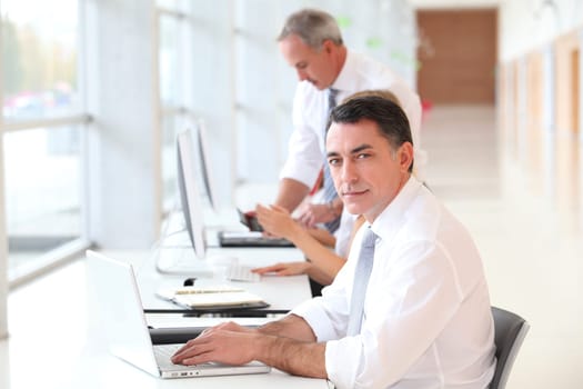 Businessman attending training course