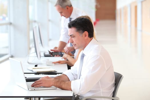 Businessman attending training course