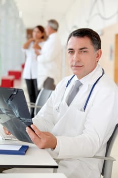 Radiologist looking at xray