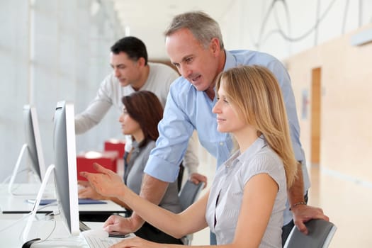 Group of people in business training