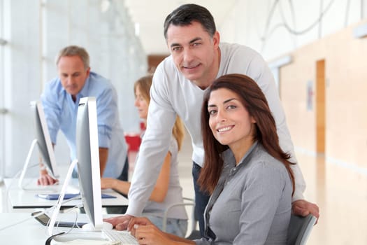 Group of people in business training