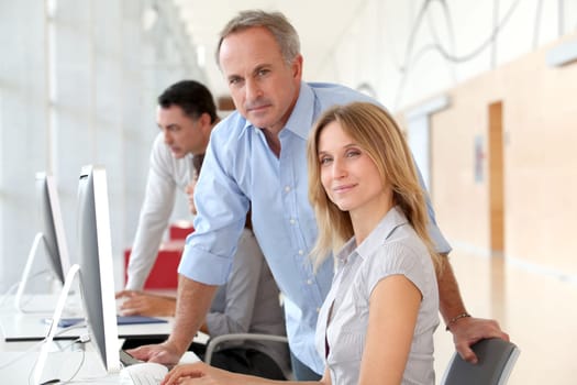 Group of people in business training