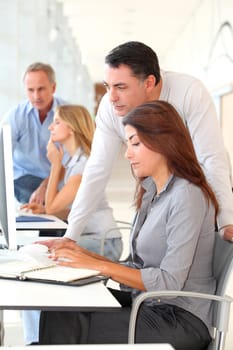 Group of people in business training