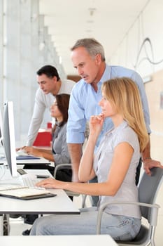 Group of people in business training