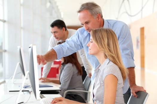 Group of people in business training