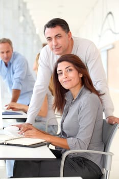 Group of people in business training