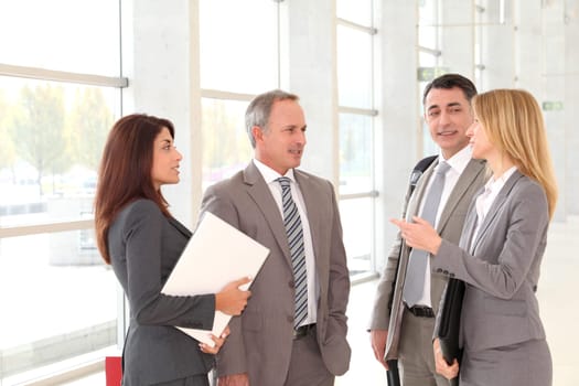 Business people meeting in congress hall