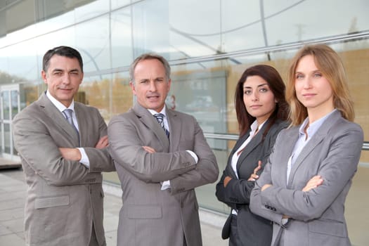 Business people meeting at an exhibition