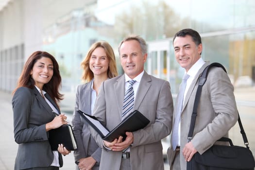 Business people meeting at an exhibition