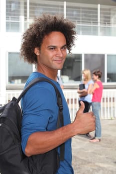 Closeup of young man at university