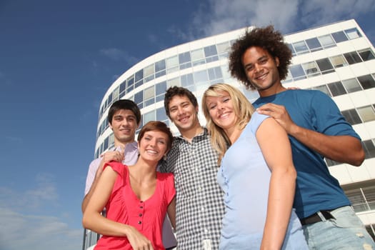 Group of friends at college campus