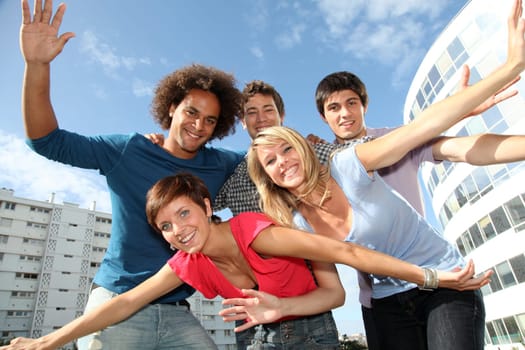 Group of friends at college campus