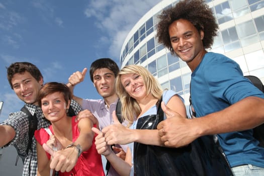 Group of friends at college campus
