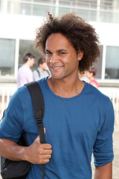 Closeup of young man at university