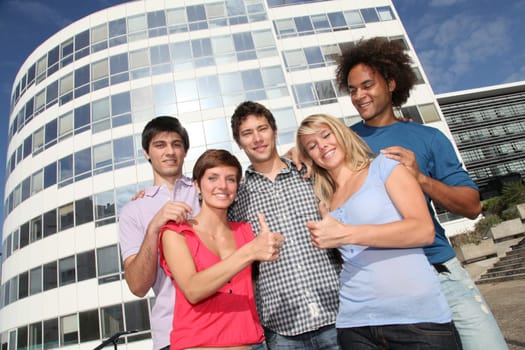 Group of friends at college campus