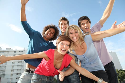 Group of friends at college campus