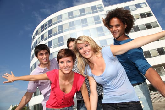 Group of friends at college campus