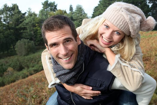 Closeup of happy family in fall season
