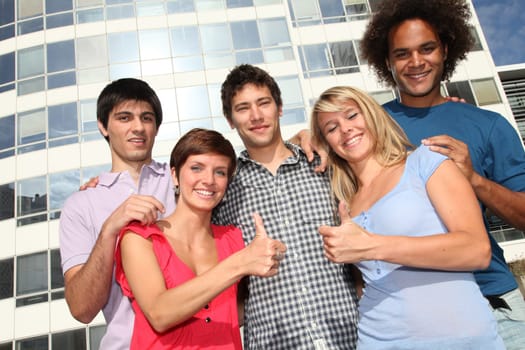 Group of friends at college campus