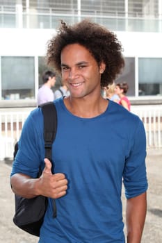 Closeup of young man at university
